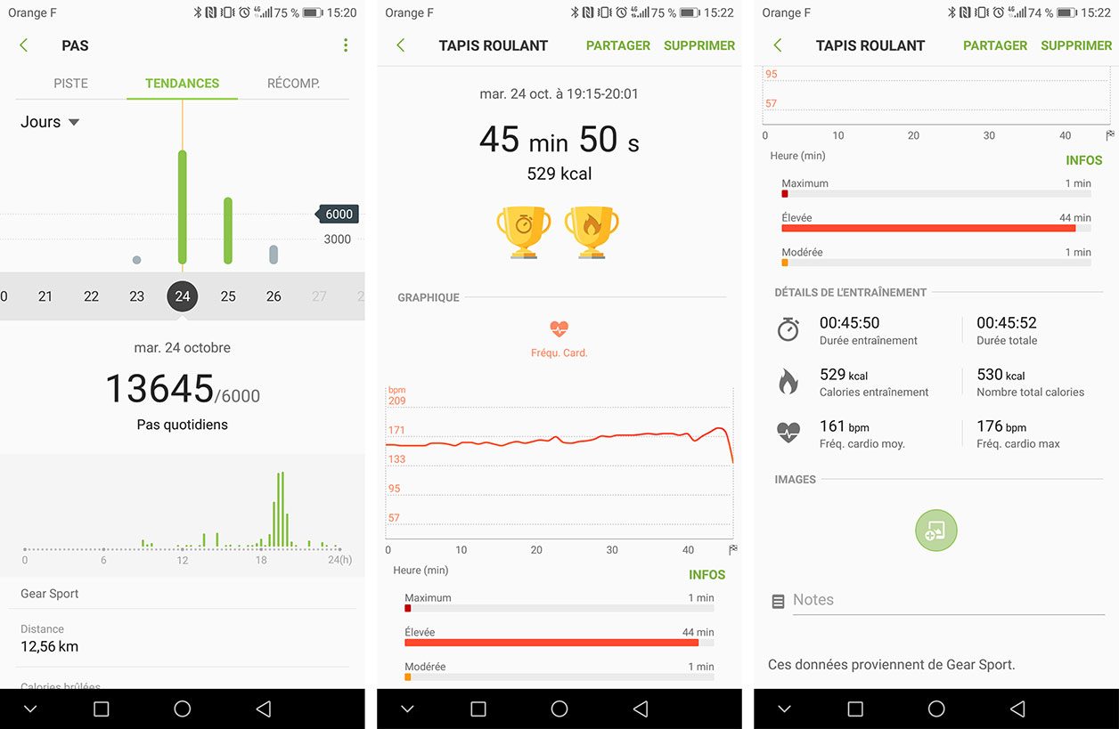 Interface de Samsung Health