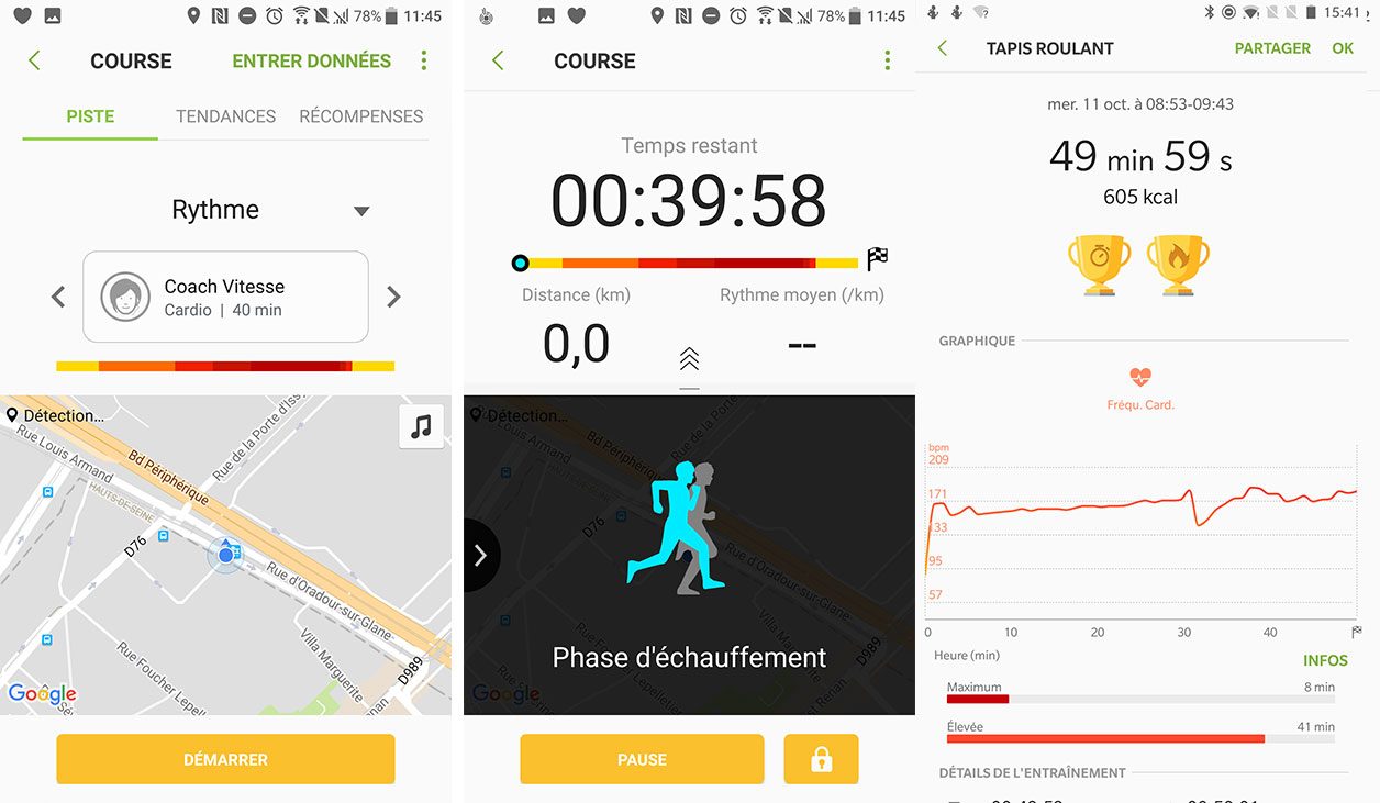 Interface de Samsung Health