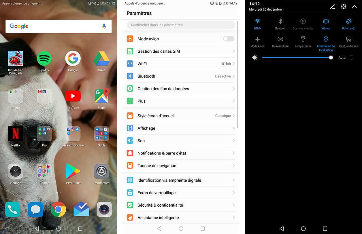 Interface du Honor 7X