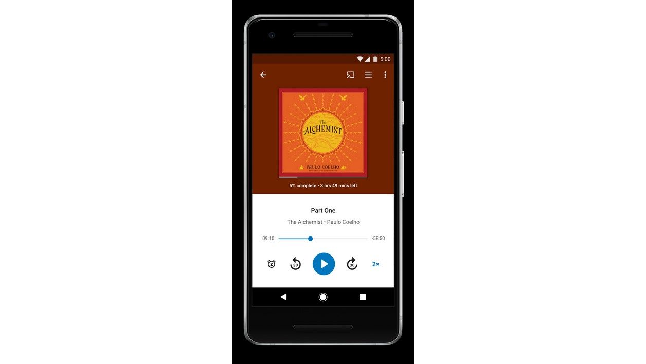 Exemple d'un livre audio dans le Google Play.
