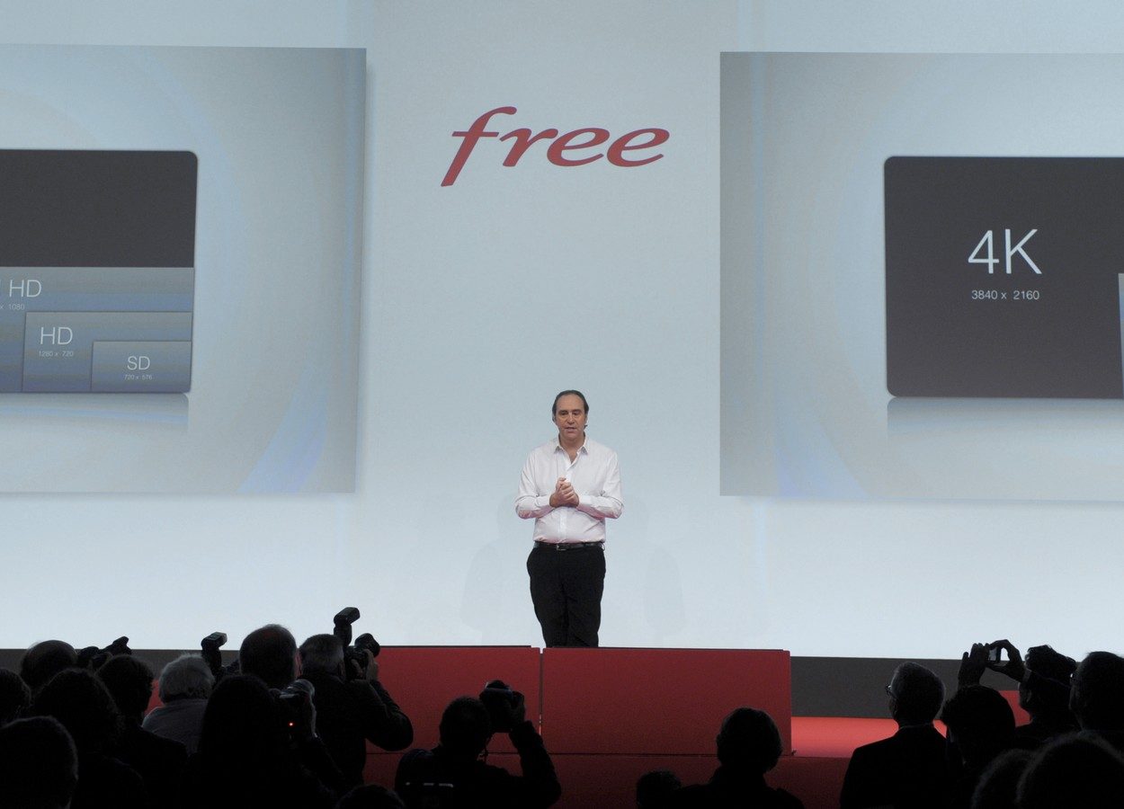 Xavier Niel en 2015 lors du lancement de la Freebox Mini 4K.