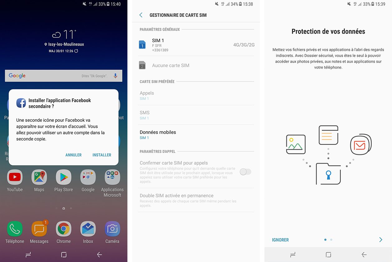 Interface du Samsung Galaxy A8