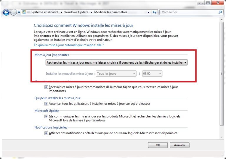Windows 7 : comment relancer le service de mises à jour