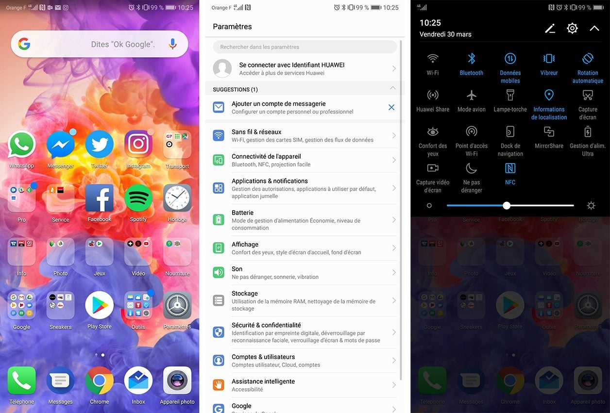 Interface logicielle du Huawei P20 Pro
