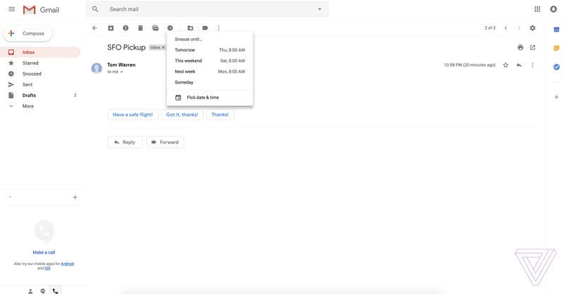 La nouvelle barre latérale de Gmail.