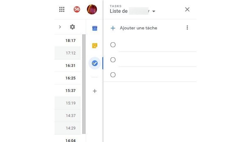 Google Tasks dans Gmail.