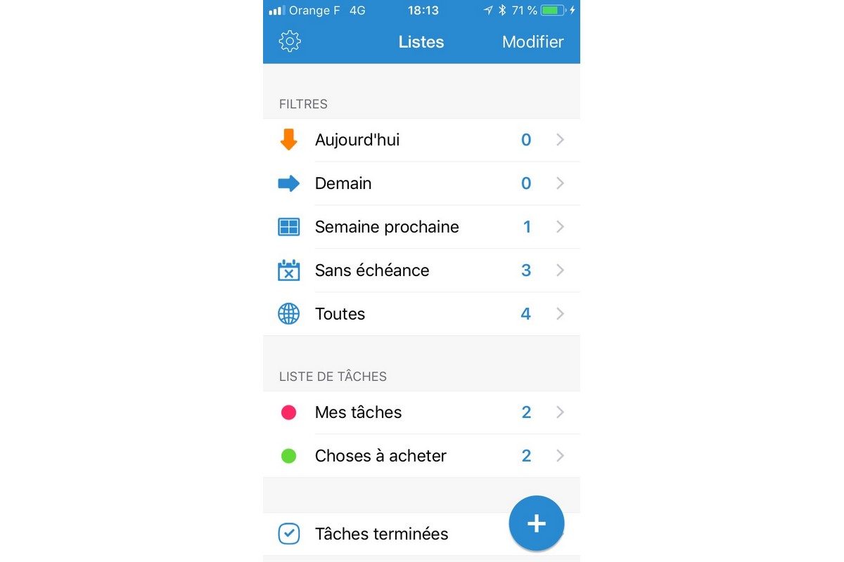 L'application iOS de Google Tasks.