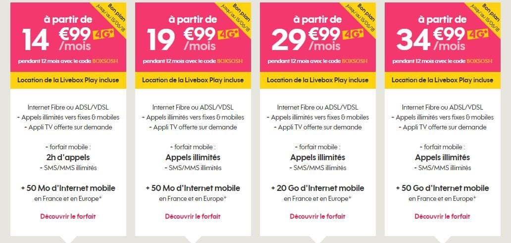 Les promotions sur le quadruple-play de Sosh.