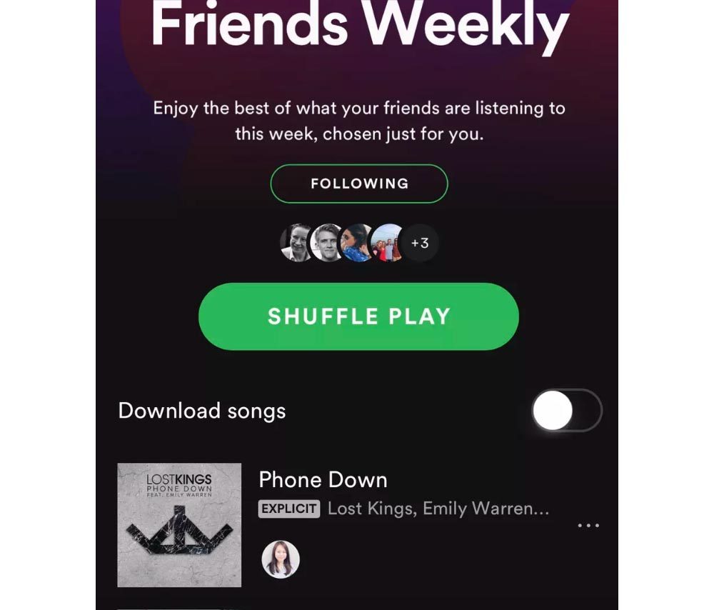 La nouvelle fonctionnalité "Friends Weekly".