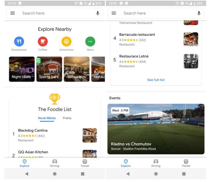 Les nouvelles icônes de Google Maps.