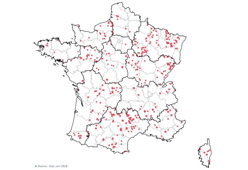 La carte de France des zones blanches et grises qui vont être couvertes avant la fin de l'année.