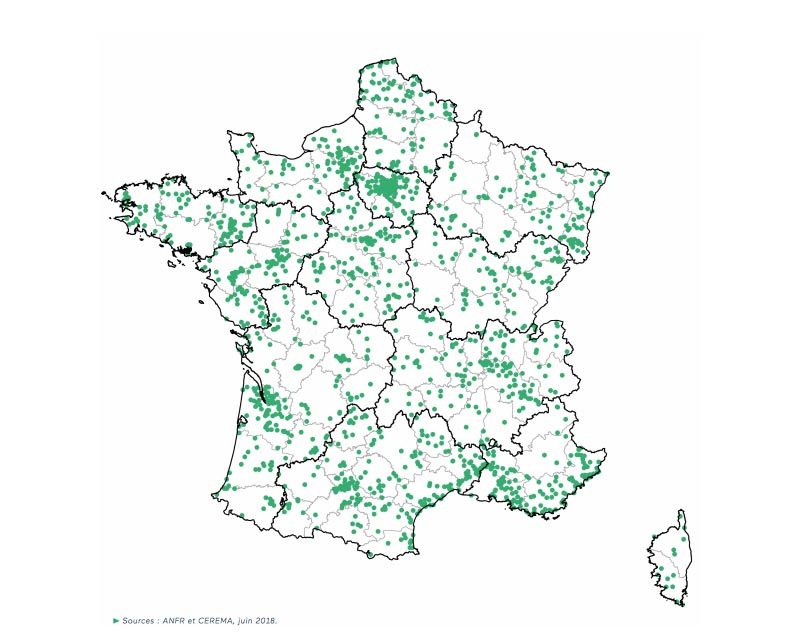 Les communes qui ont basculé de la 2/3G à la 4G. 