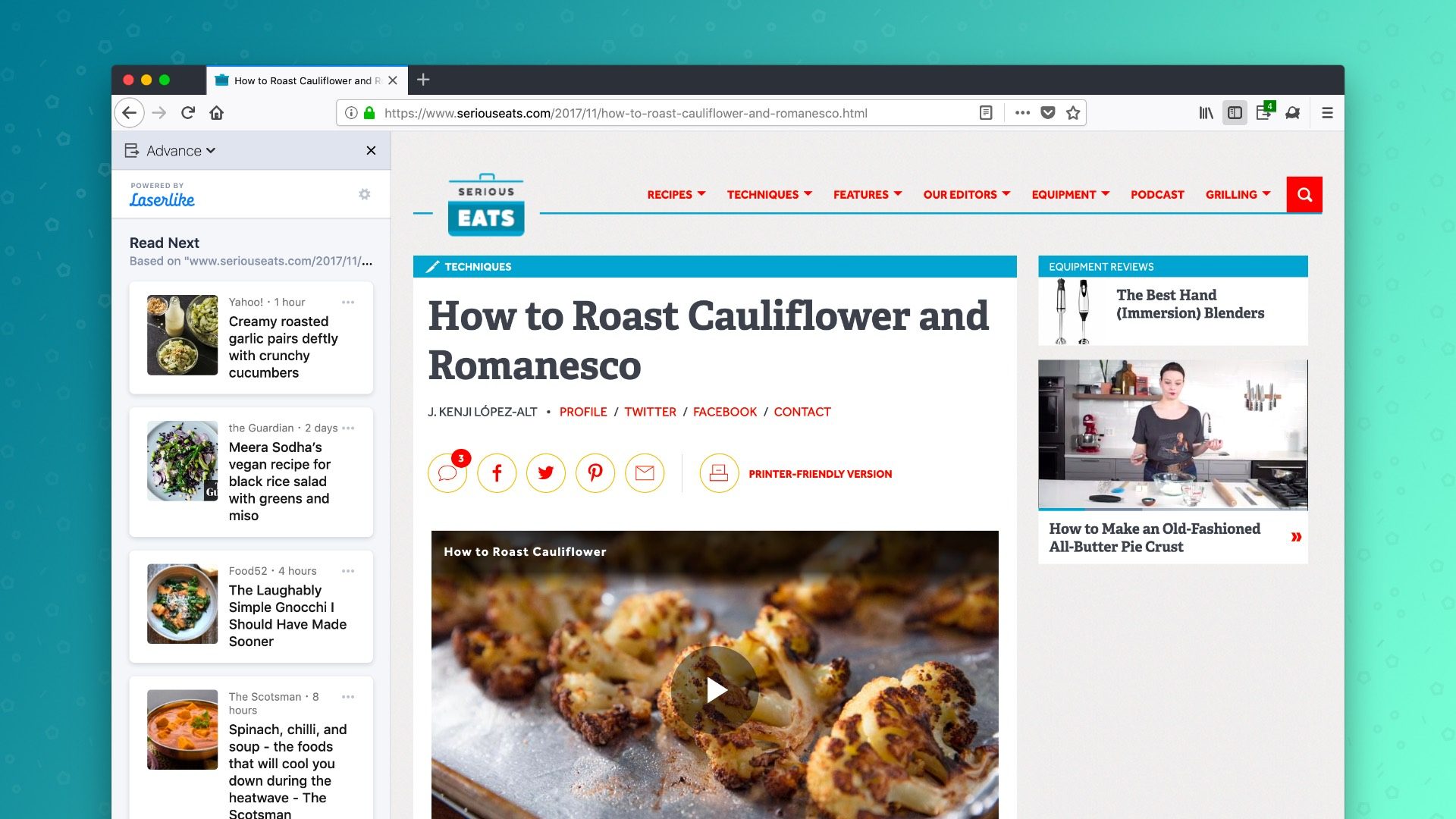 La barre latérale d'Advance.