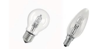 Exemples de lampes halogènes non dirigées à tension de secteur.