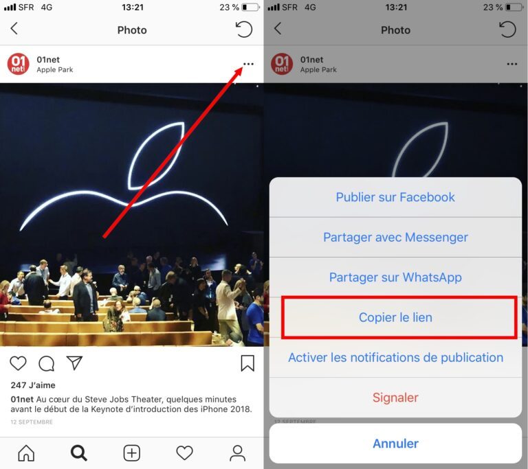 Comment reposter une photo sur Instagram