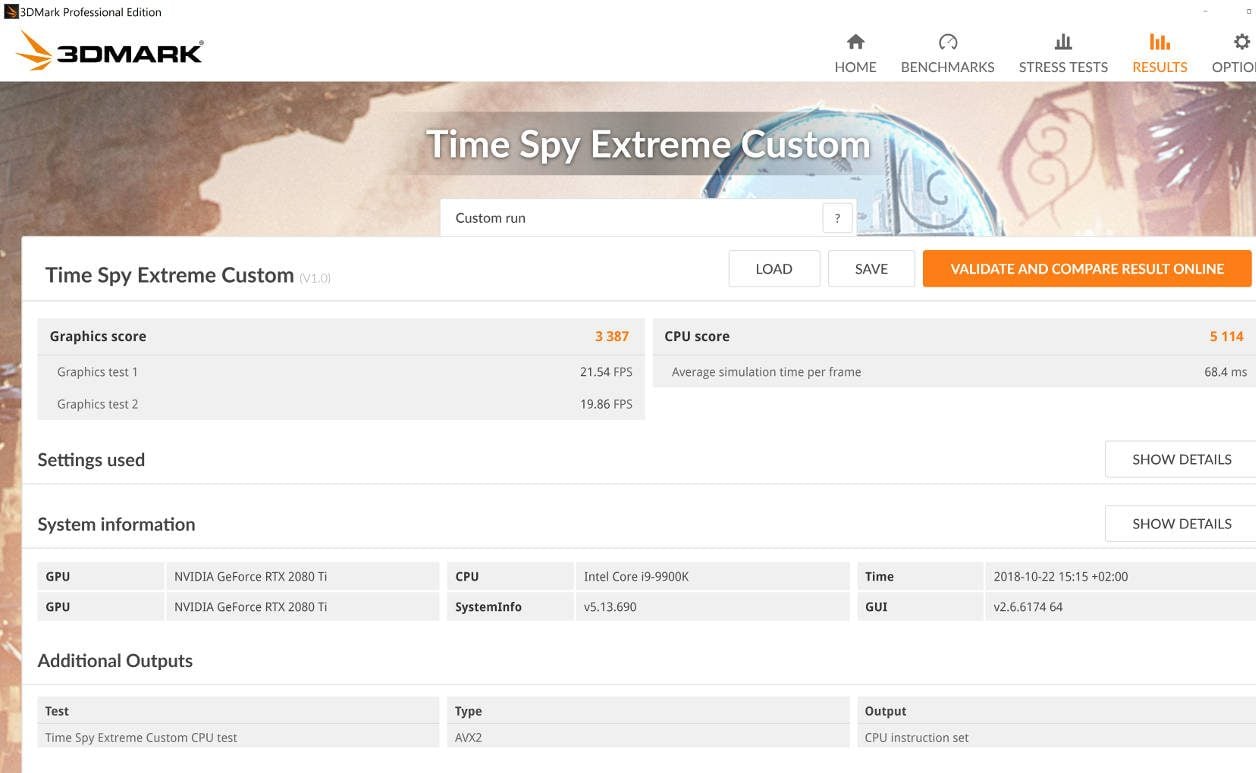 3D Mark Time Spy Extreme 9900K 2080TI SLI 8K