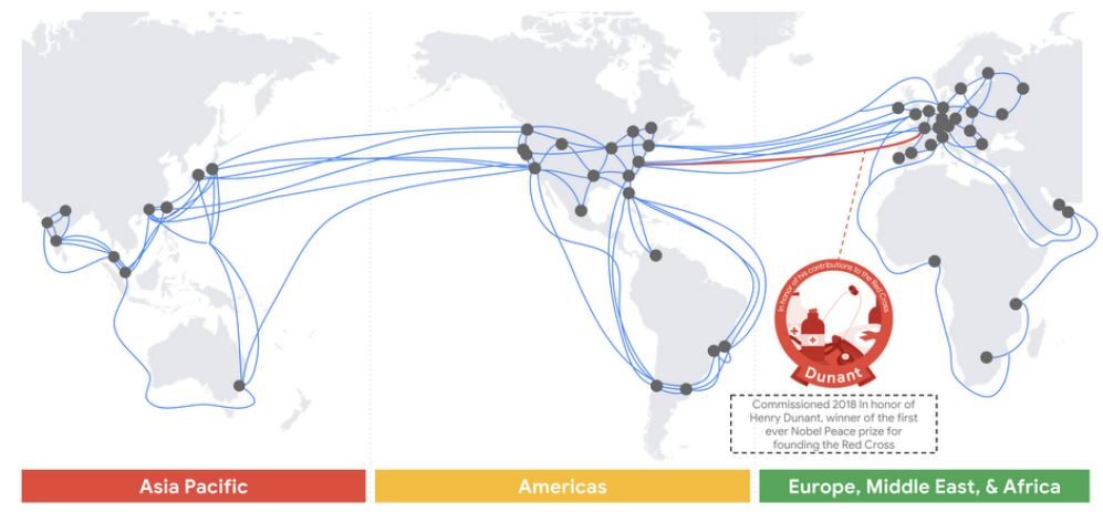 La carte des câbles sous-marins dans lesquels Google a investi.