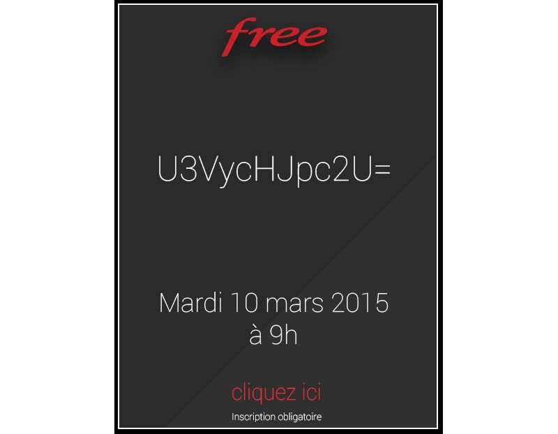 L'invitation pour la conférence de presse de la Freebox Mini 4 K en 2015.