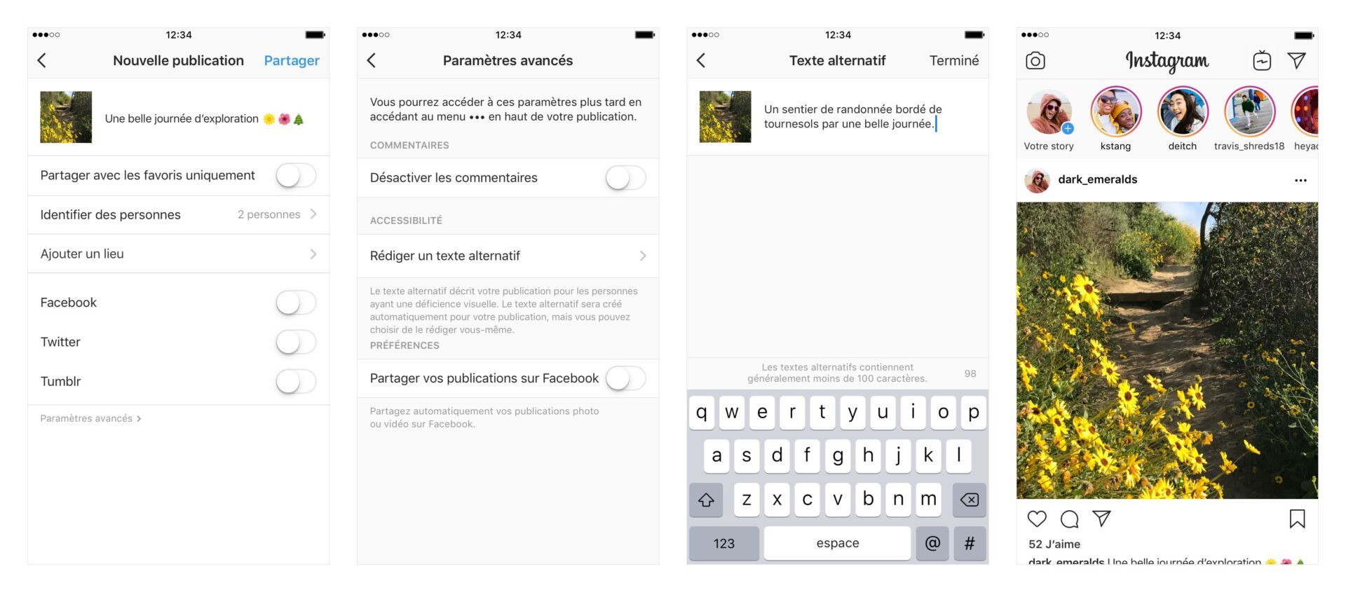 La fonctionnalité "texte alternatif personnalisé" d'Instagram.