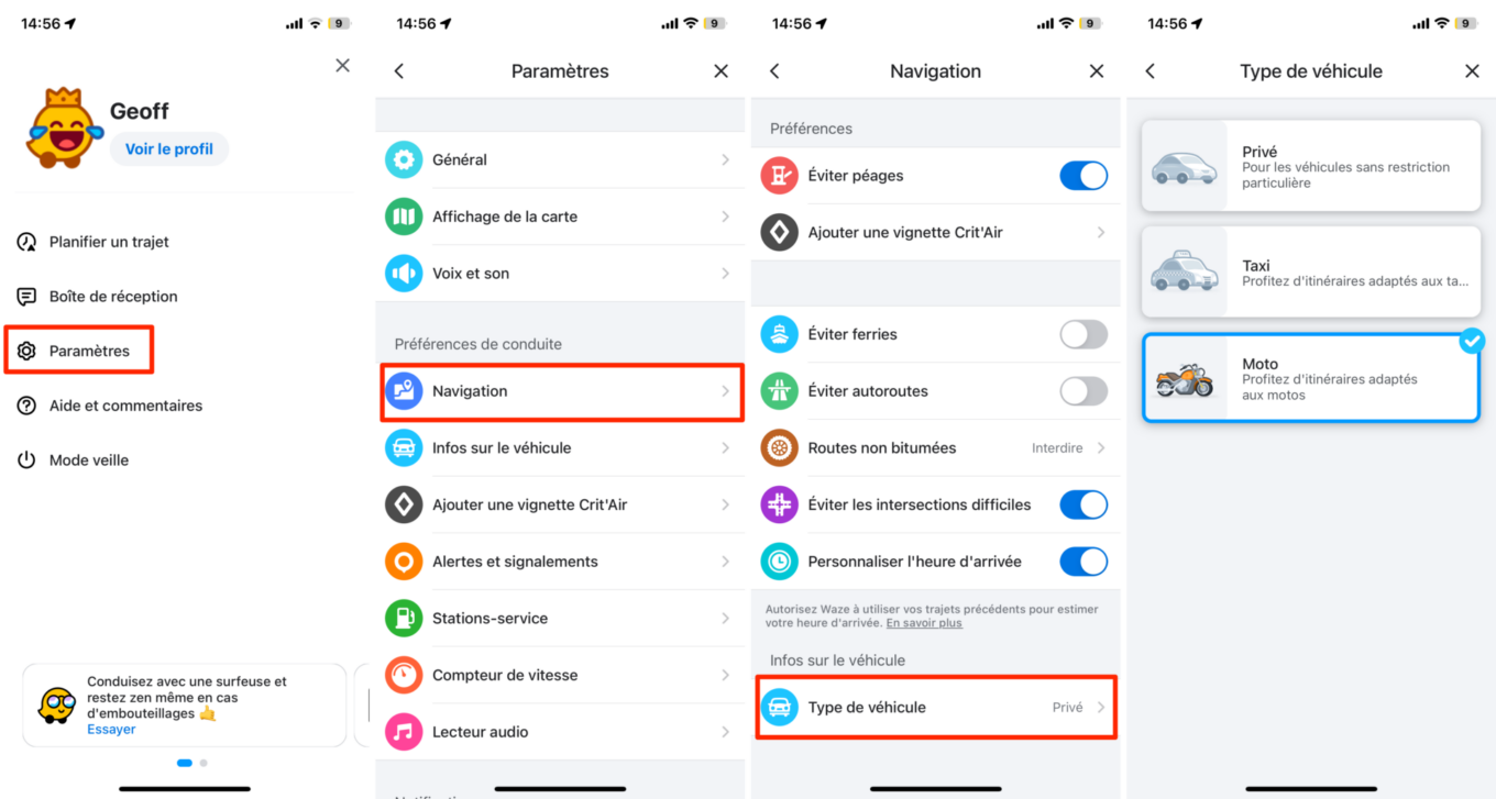 Waze Type De Véhicule