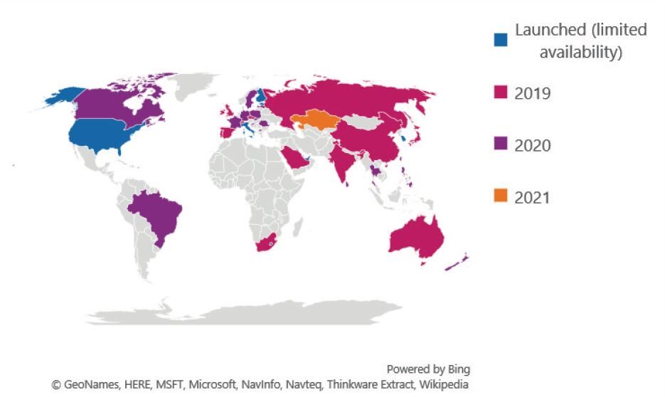 Les pays où des opérateurs vont lancer de la FWA, de la 5G avec un usage d'Internet fixe.