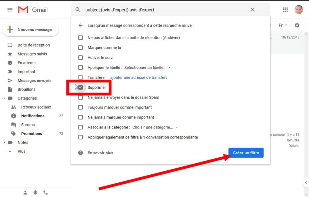 Gmail : comment bloquer la réception des messages non sollicités