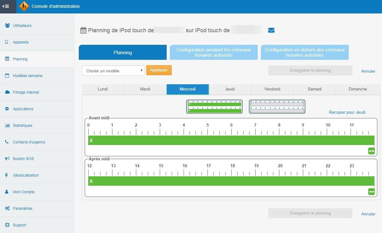 Le tableau de bord desktop de l'application Parents dans les parages.