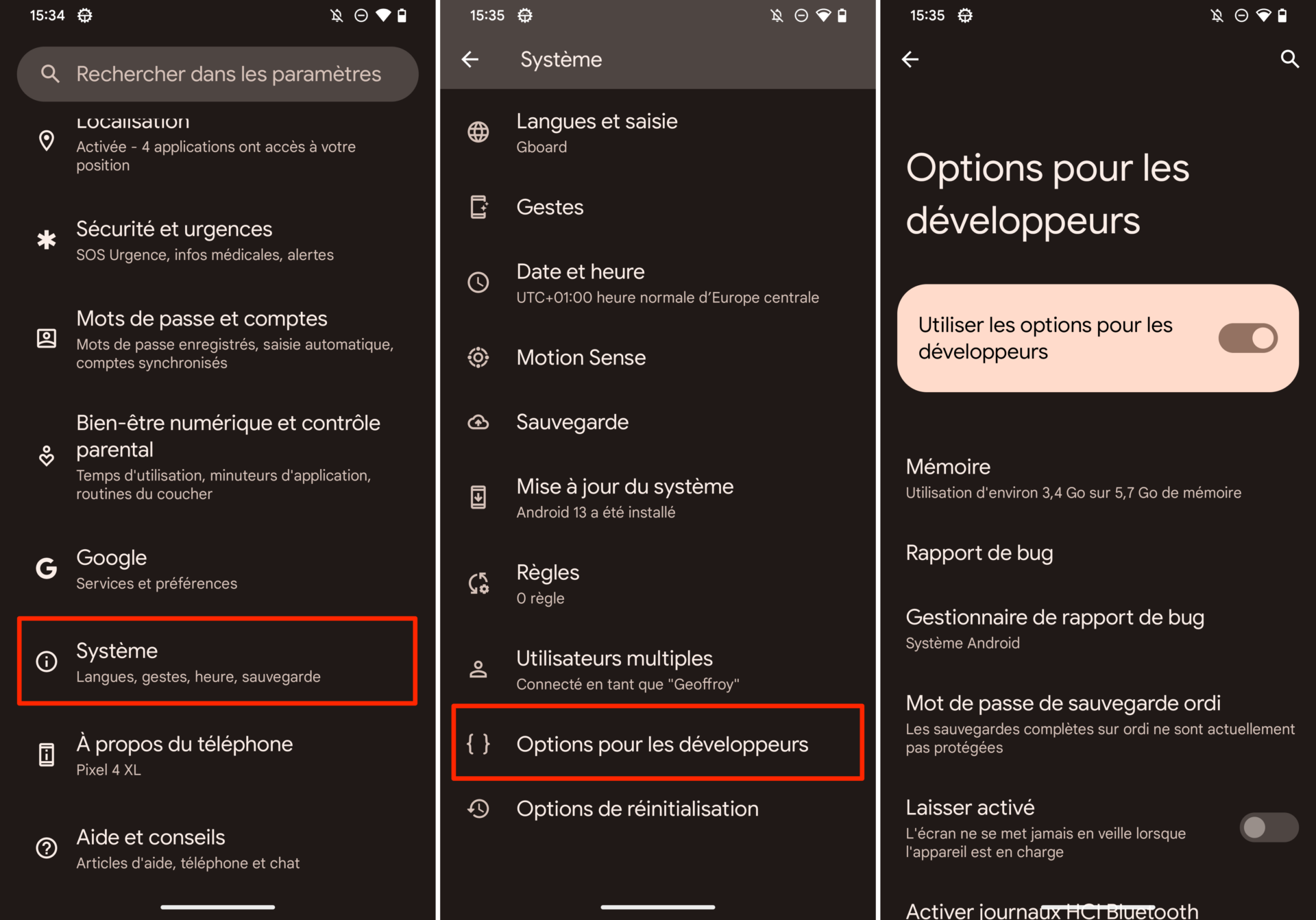 Android : comment activer les options pour les développeurs
