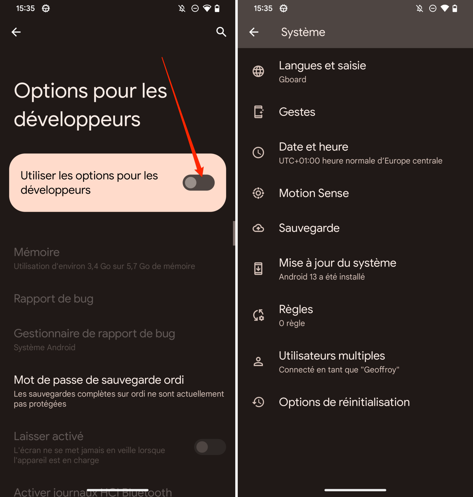 Android : comment activer les options pour les développeurs