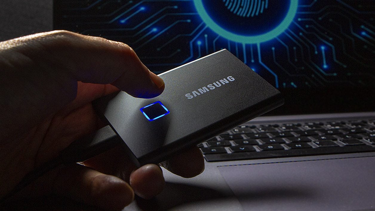 SSD externe portable - 1TB - USB 3.2 Gen 2 - Samsung T7 Touch - Argent