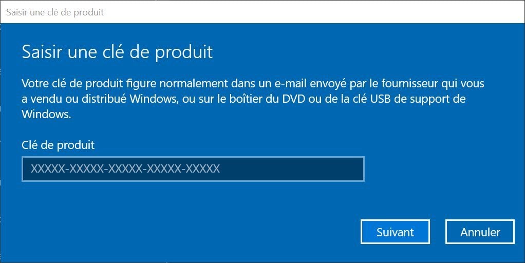 Clé de migration Windows 10 famille vers pro