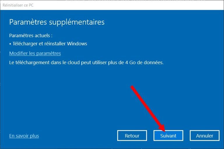 Comment réinstaller Windows 10 depuis le cloud