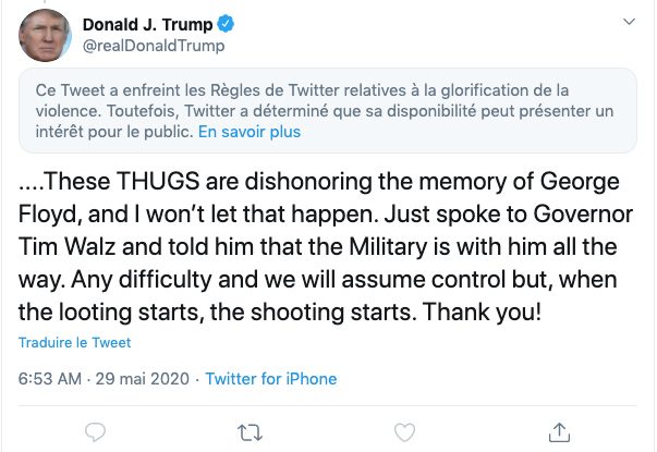 Les propos de Donald Trump sur Twitter.