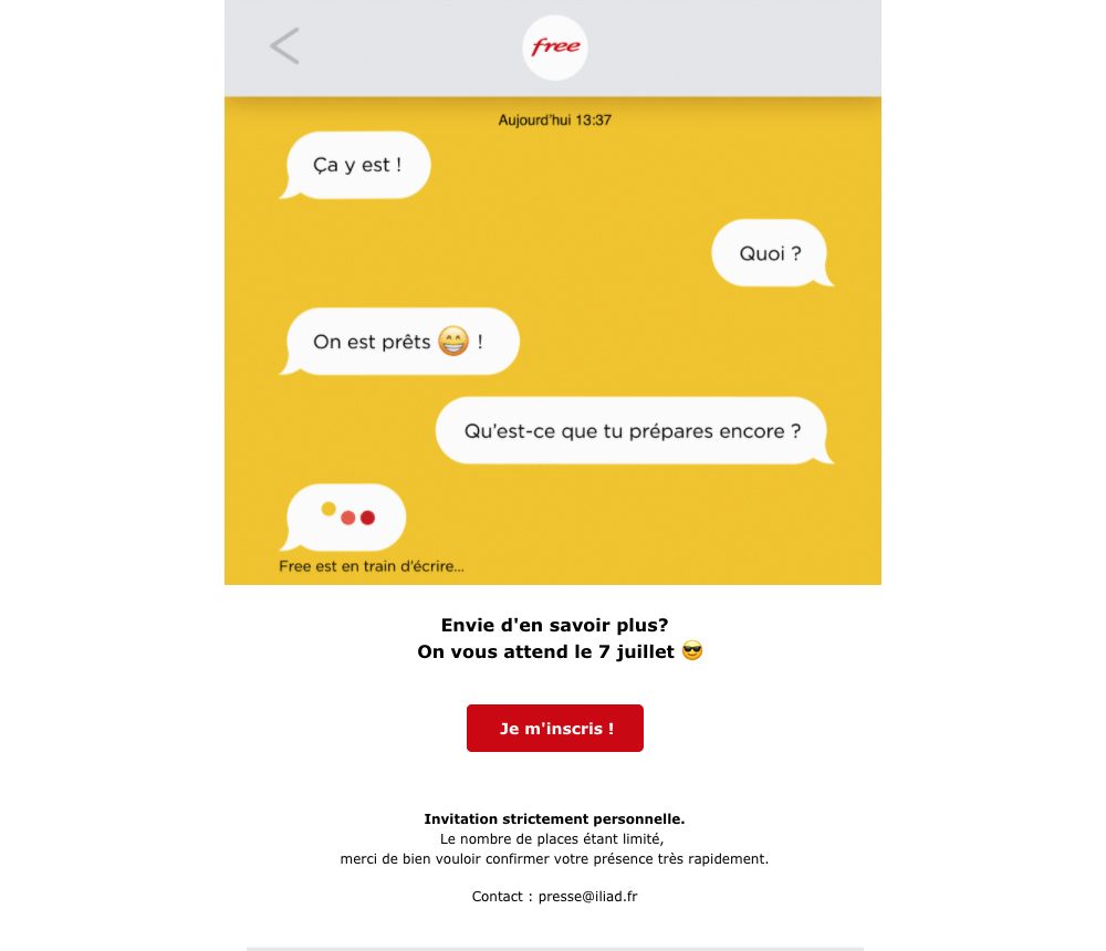 L'invitation de Free.