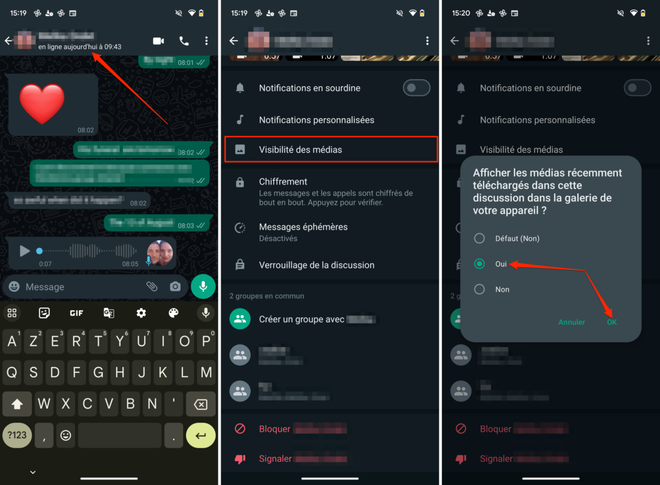 Astuce WhatsApp iOS et Android sauvegarde auto photos certains contacts