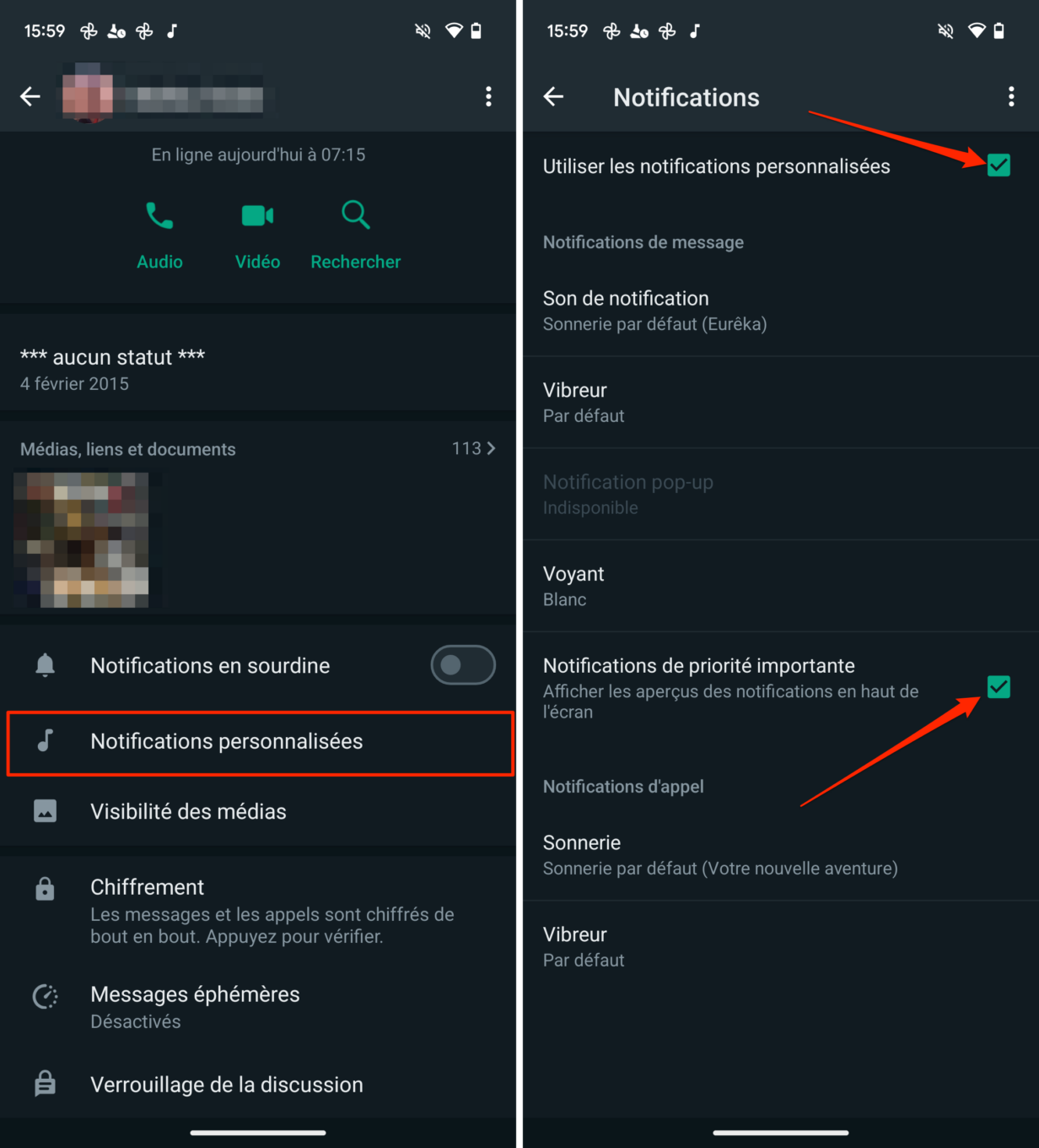Astuce WhatsApp iOS et Android notifications personnalisées