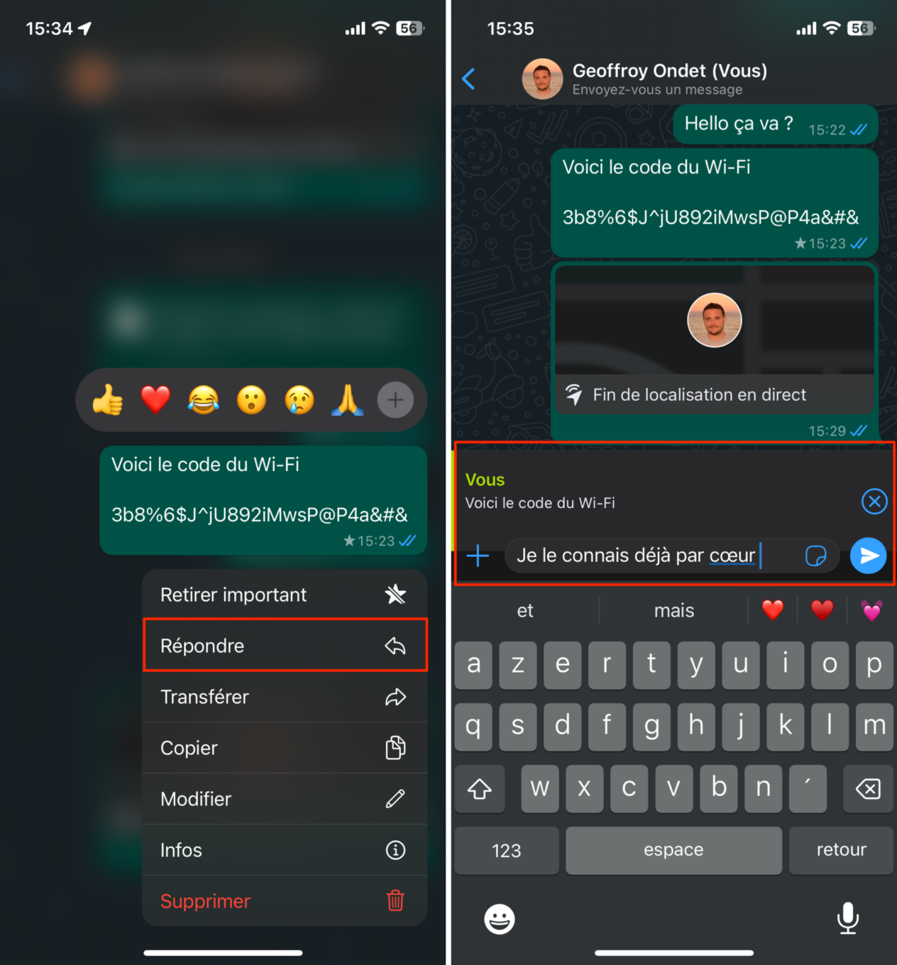 Astuce WhatsApp iOS et Android citer en réponse