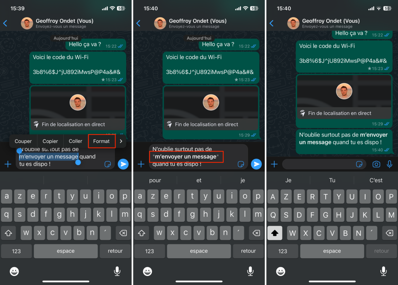 Astuce WhatsApp iOS et Android formatage texte