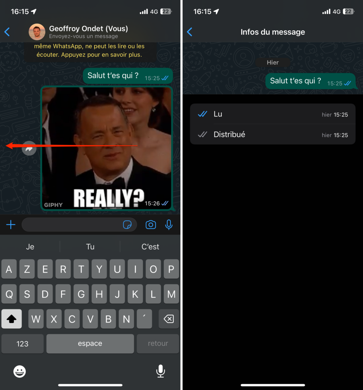 Astuce WhatsApp iOS et Android message lu