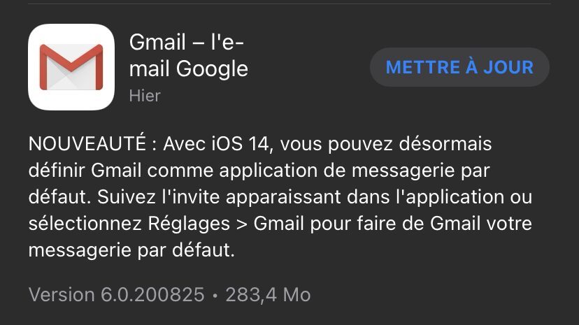 Gmail a été mis à jour pour iOS 14