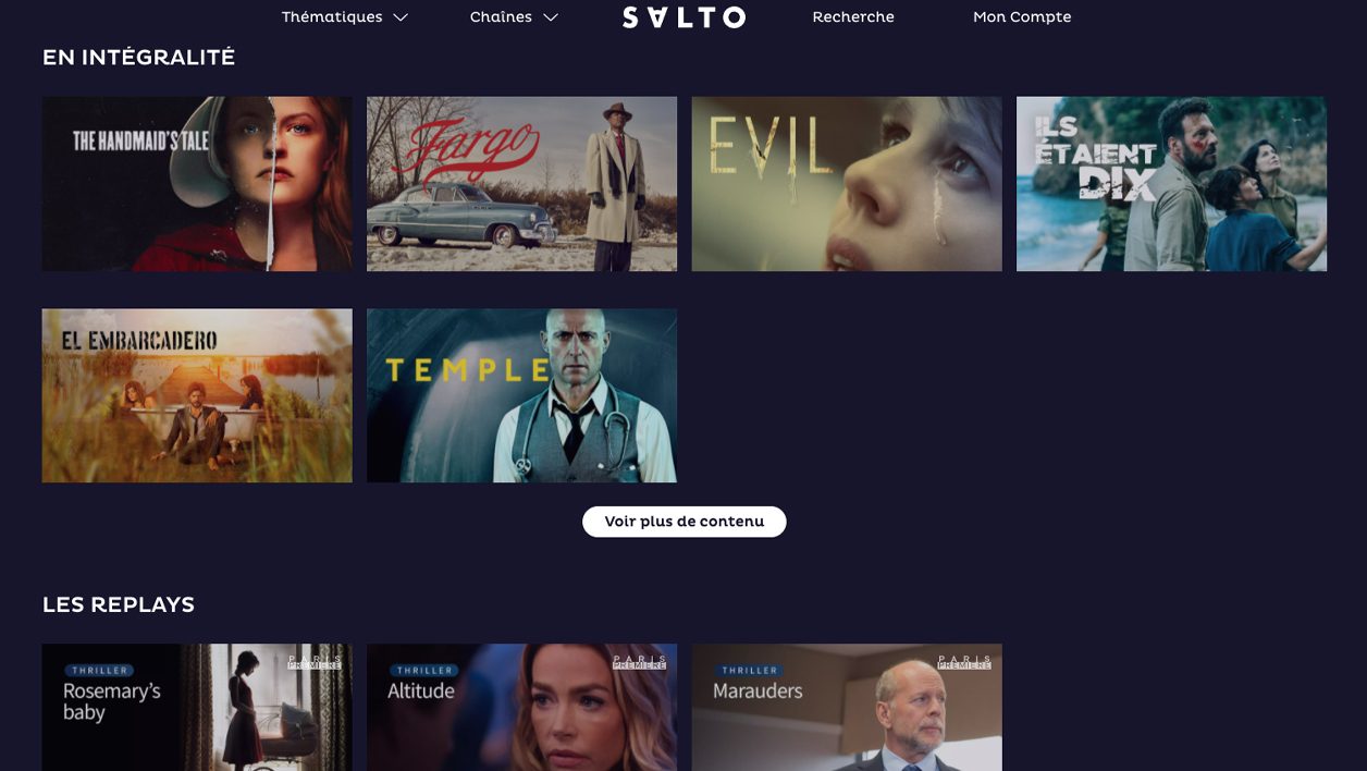 La catégorie Séries/Thriller.