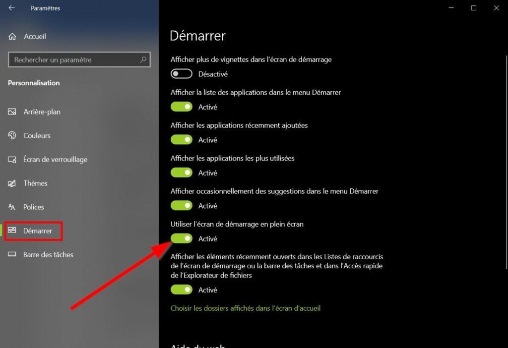 Windows 10 : comment afficher le menu Démarrer en plein écran