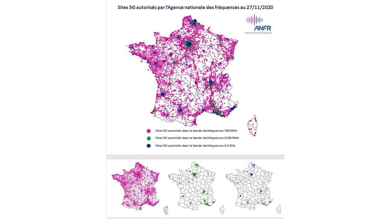 La carte des sites autorisés en 5G.