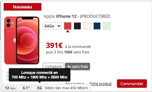 Les débits maximum promis par Free Mobile en 5G avec du 700 MHz. 