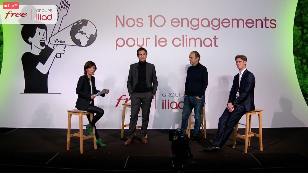 Lors de la conférence de Free ce jour. A gauche Thomas Reynaud et Xavier Niel. 