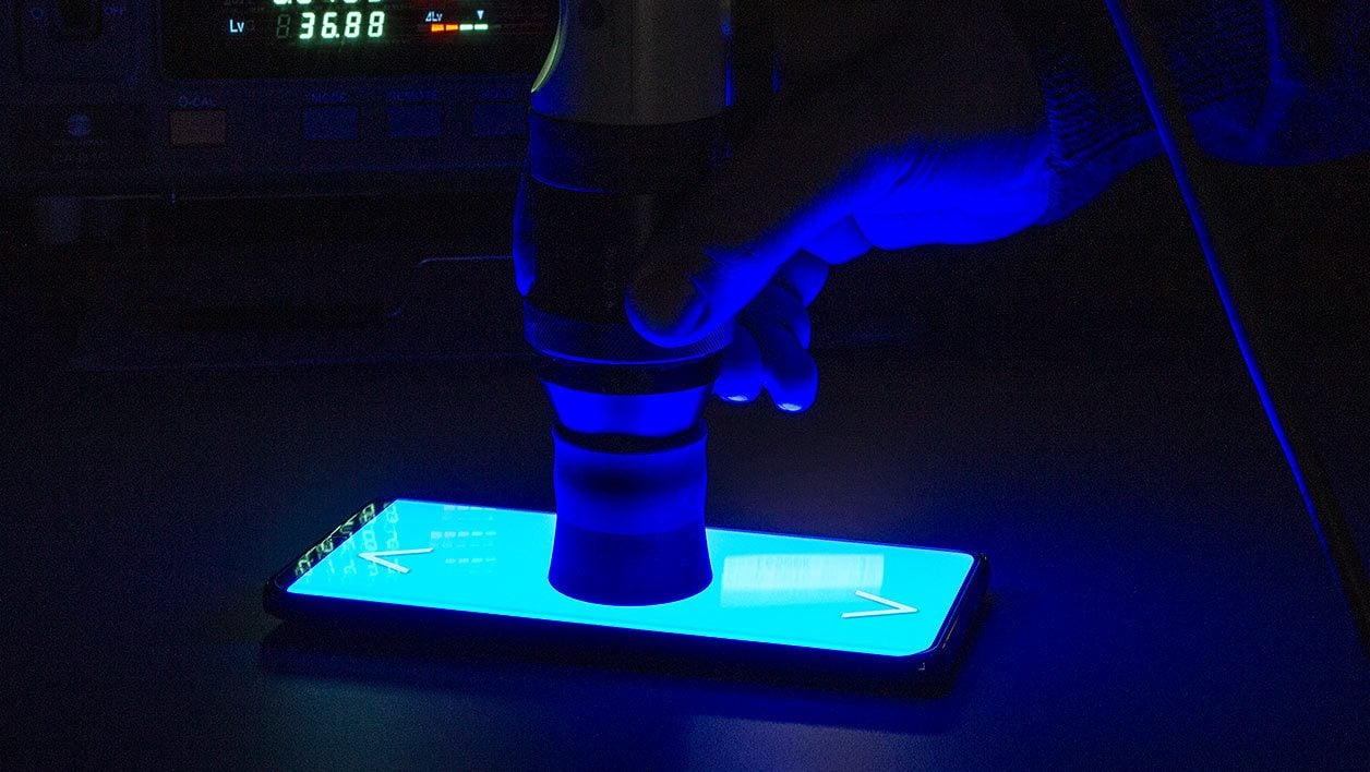 Mesures par le laboratoire de 01net.com de l'écran du Galaxy S21 Ultra.