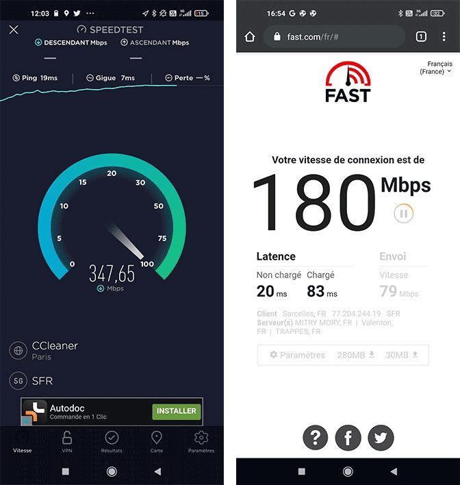 Quelques tests de débit