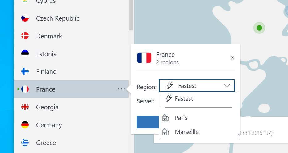 Localisation NordVPN