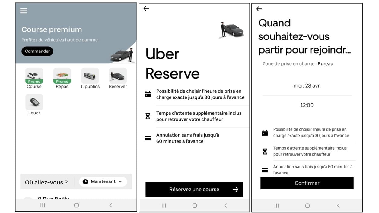 L'option Uber Reserve.