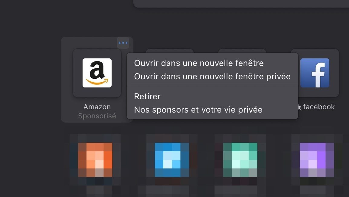 firefox raccourcis sponsorisés